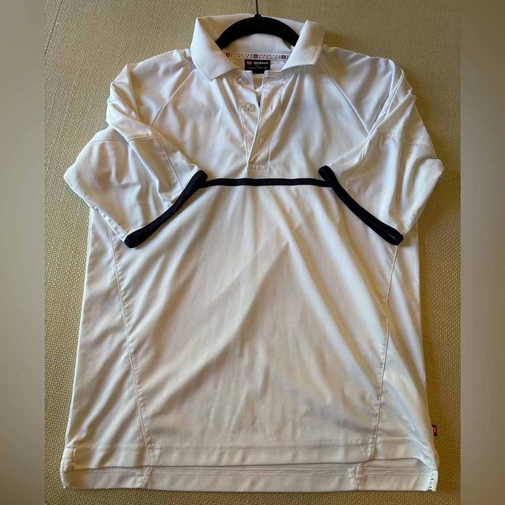 Wilson White Tennis Polo with Black Trim. Kids XL